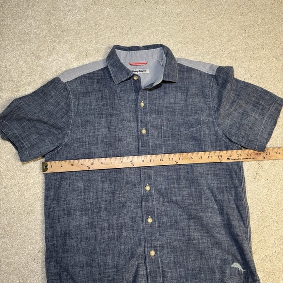 Men's Tommy Bahama Button‎ Down Shirt Small Chambray Hula Girl Vacation Resort - Picture 6 of 9